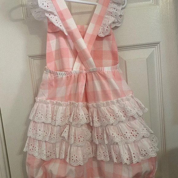 NWT Darling Mae Gingham Ruffle Butt Bubble Romper - Picture 3 of 8